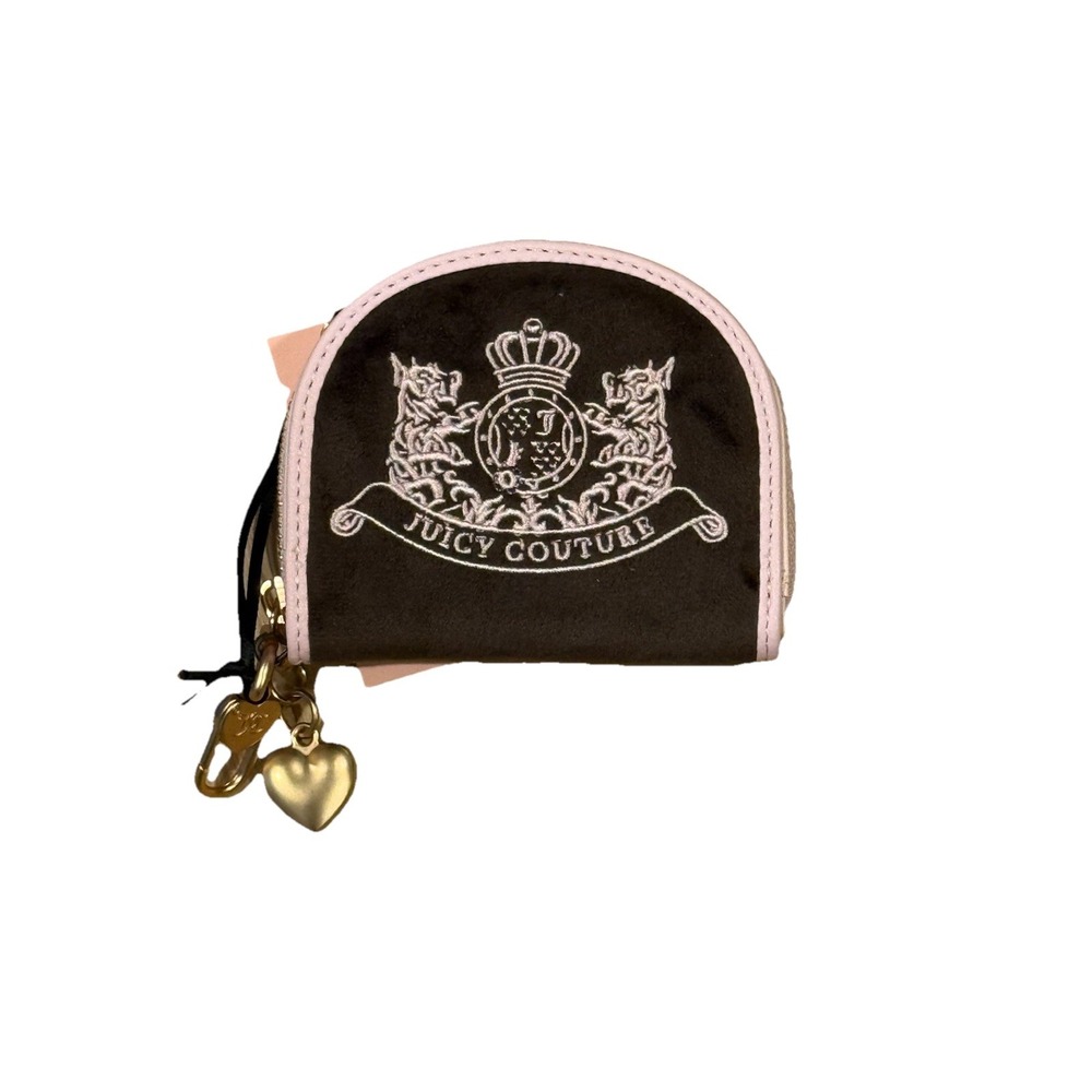 JUICY‎ COUTURE CLASSIC SCOTTIE DOG HALF MOON ZIP AROUND WALLET Chocolate Brown